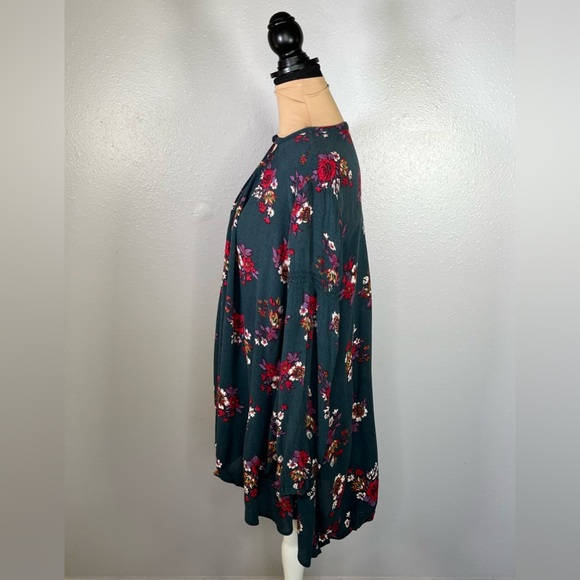 Free People Floral Keyhole flowy Tunic XS romantic Boho cottagecore fall indie - Picture 2 of 10